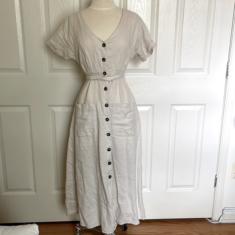 Rachel Zoe 100% Cream Linen Dress Size XS